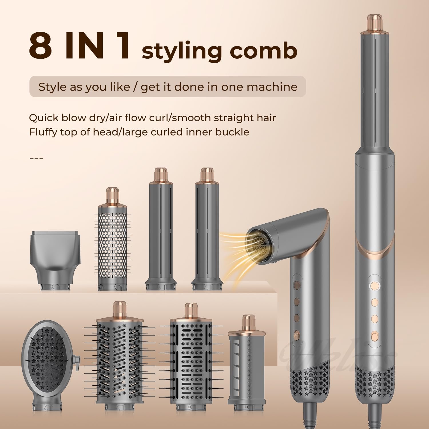 Стайлер для волос UKLISS 8 in 1 Pro Airstyler 110,000 RPM 1400 Вт, фото №9 Стайлер для волос UKLISS 8 in 1 Pro Airstyler 110,000 RPM 1400 Вт, фото №9