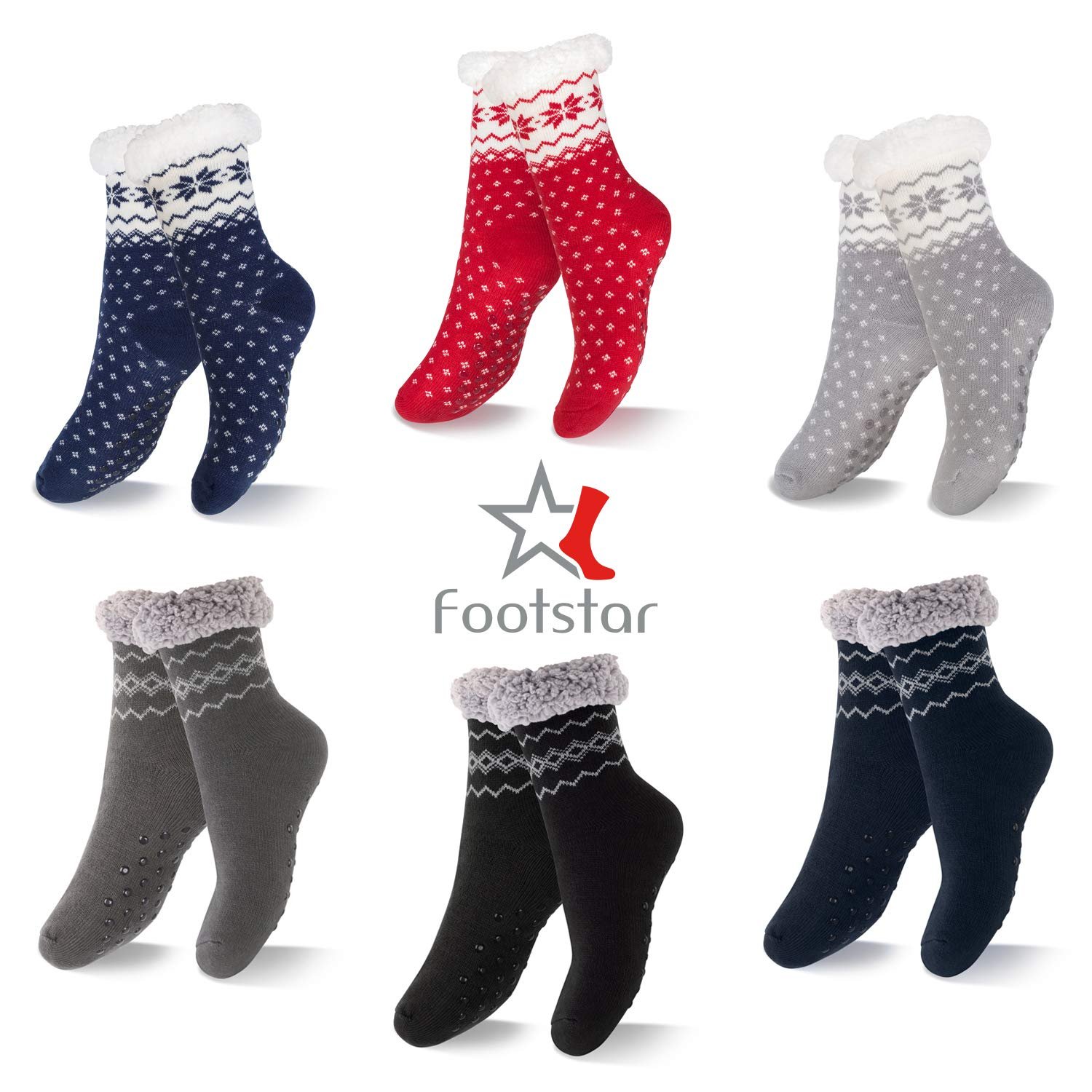 Зимние носки-тапочки Footstar для женщин и мужчин (1 или 2 пары) Cuddly Socks, фото №5