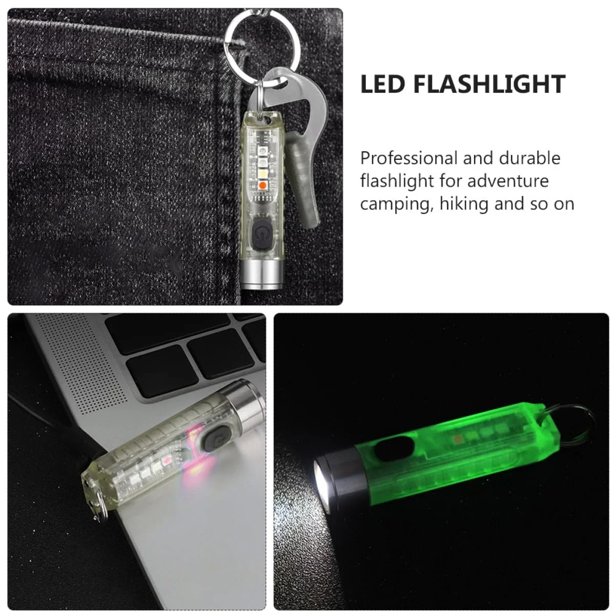 Ліхтарик USB зарядний малий LED брелок портативний для активного відпочинку легкий для кемпінгу та надзвичайних ситуацій, фото №8