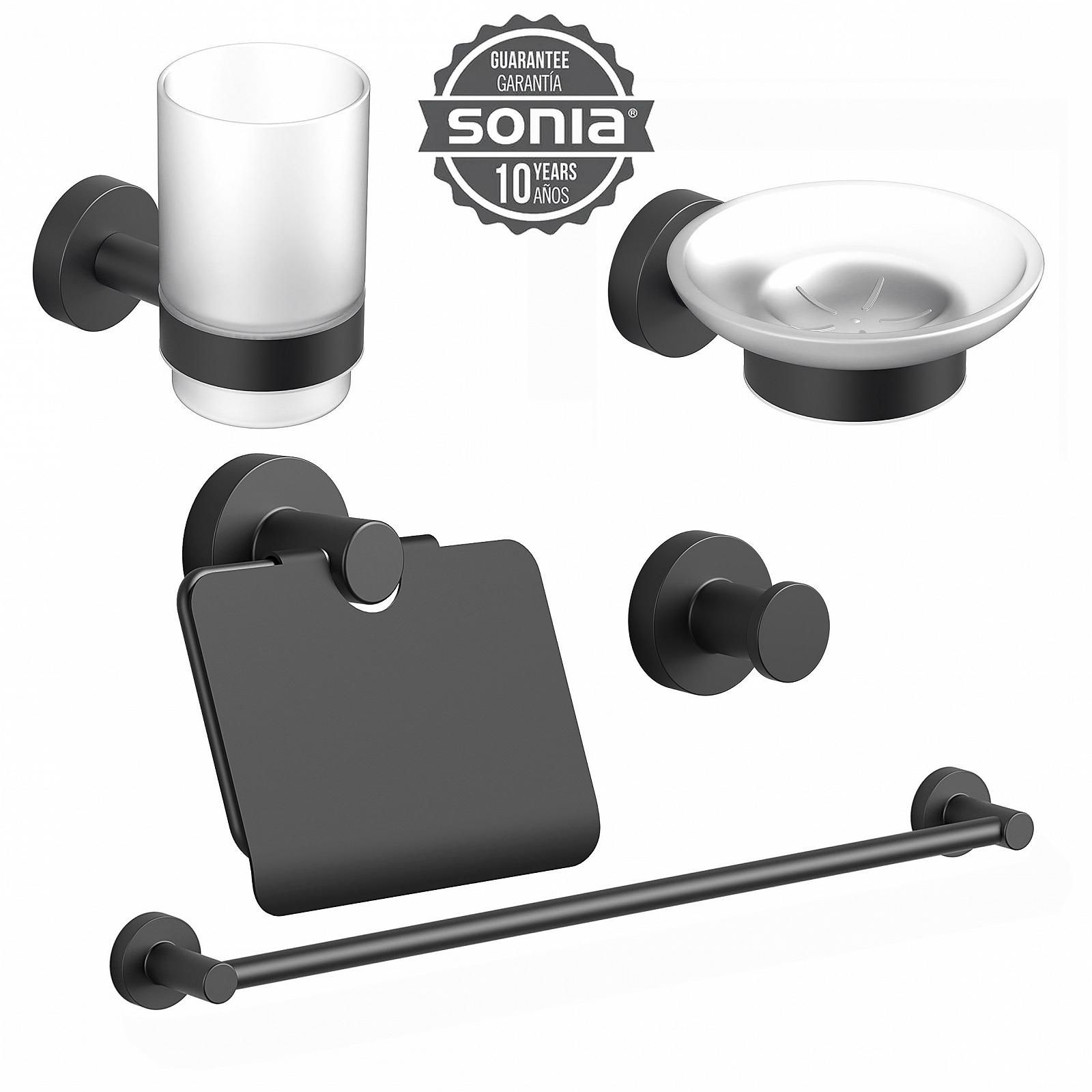 Набір аксесуарів для ванної SONIA ASTRAL KIT BLACK 5 предметів 185788, фото №1