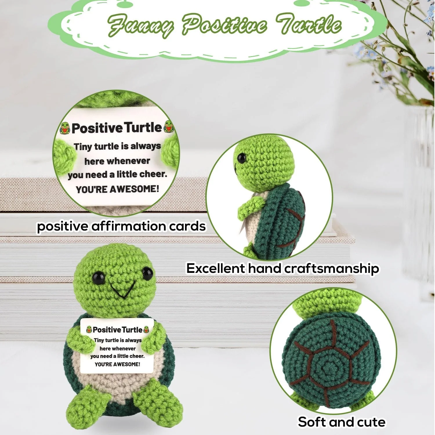 Черепаха TOYMIS Positive Turtle Mini Knitted Turtle Turtle Crochet Positive Crochet Animals Knitting Doll Positive Crochet Turtle Мотивационный Подарок Украшение (Зелёный), фото №3 Черепаха TOYMIS Positive Turtle Mini Knitted Turtle Turtle Crochet Positive Crochet Animals Knitting Doll Positive Crochet Turtle Мотивационный Подарок Украшение (Зелёный), фото №3