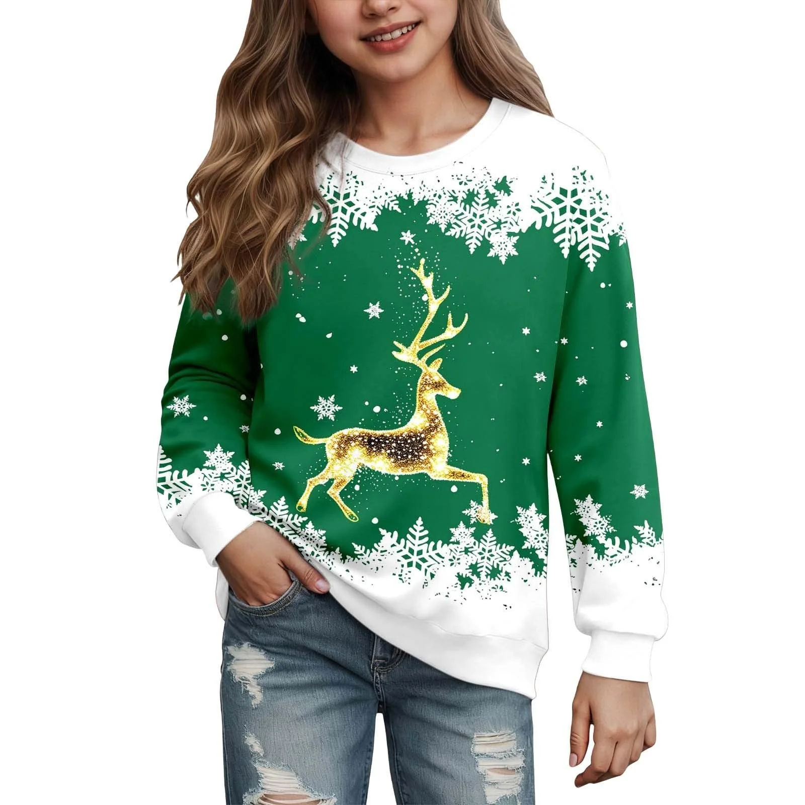 Джемпер Рождественский для девочки 134 Толстовка 110 - Повседневный джемпер для уюта и стиля, идеально подходит для ежедневного использования, фото №1