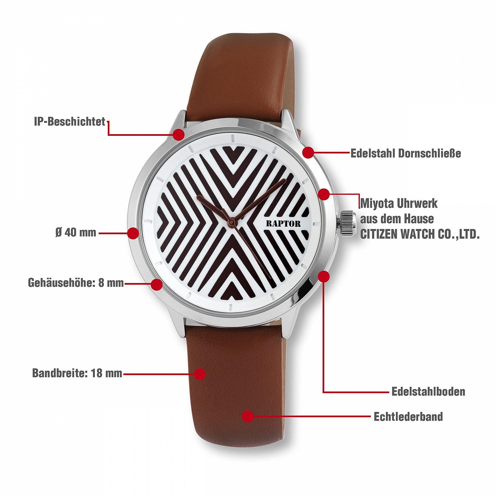 Женские часы Raptor RA10010 Ремешок из натуральной кожи Аналоговый Кварцевый, фото №4