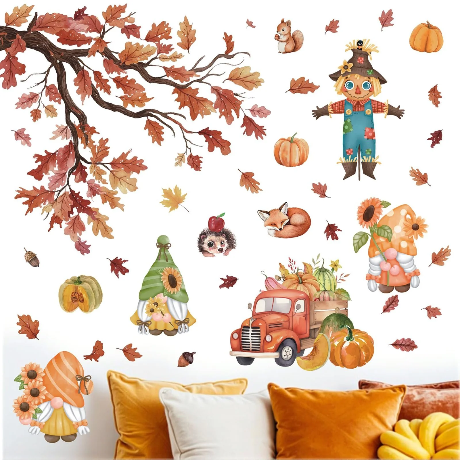 Наклейка на вікно CHDITB Autumn Thanksgiving Maple Leaf Scarecrow Truck Gnome Осіння, фото №6 Наклейка на вікно CHDITB Autumn Thanksgiving Maple Leaf Scarecrow Truck Gnome Осіння, фото №6