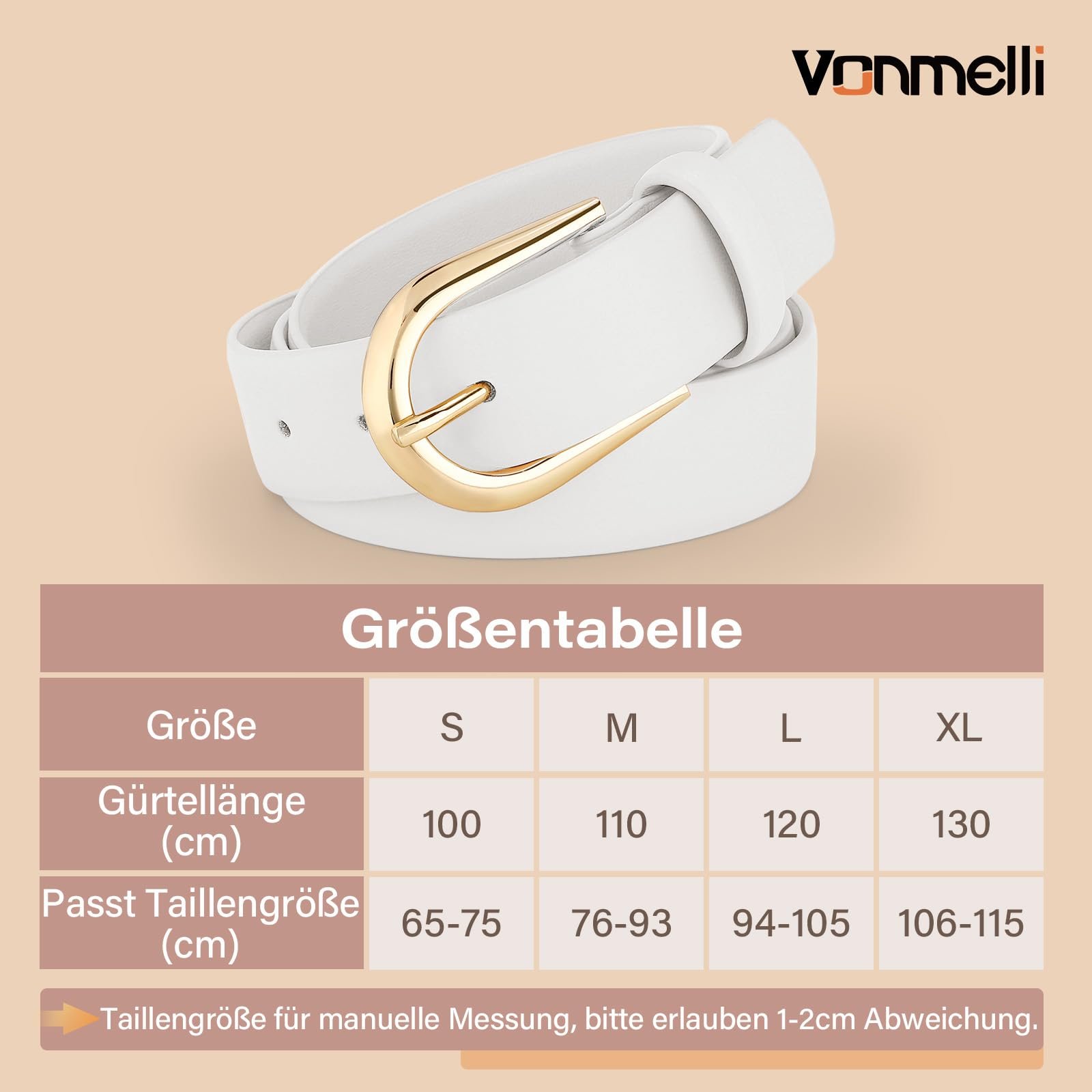 Ремень VONMELLI Женский Кожаный для Джинс Брюк Платья с Золотой Пряжкой, фото №5