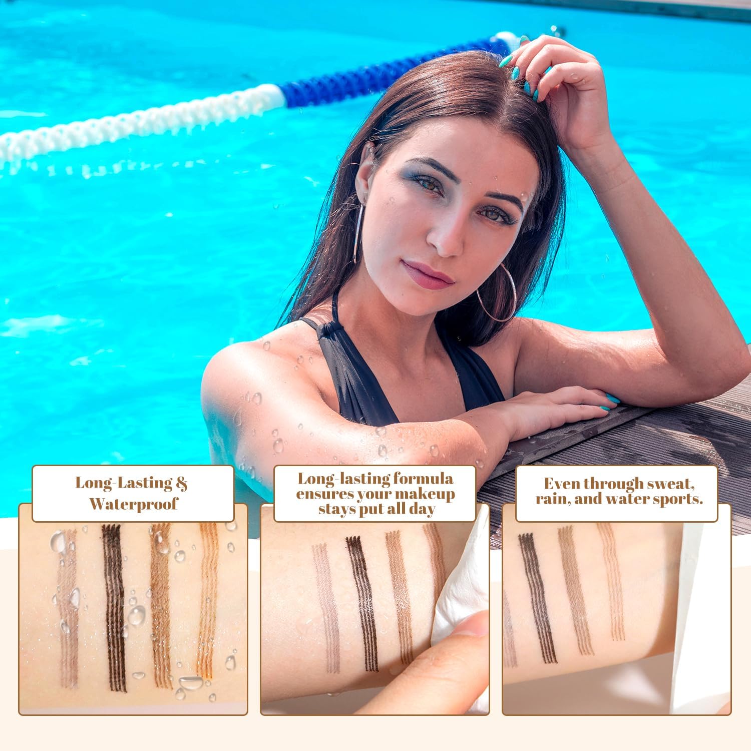Олівець для брів Magic 3D Microblading Waterproof 4 Tips (Dark Brown + Black), фото №6