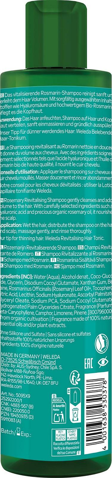 Шампунь WELEDA Organic Rosemary Revitalising з органічним розмарином, гіалуроновою кислотою та олією розмарину для об'єму та здорової шкіри голови, фото №2 Шампунь WELEDA Organic Rosemary Revitalising з органічним розмарином, гіалуроновою кислотою та олією розмарину для об'єму та здорової шкіри голови, фото №2