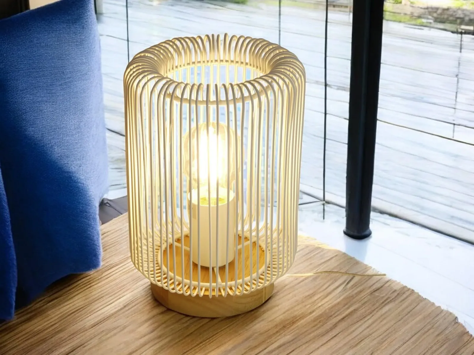 Настільна лампа Dapo Jana метал / дерево біла, фото №3