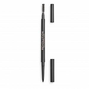 Карандаш Makeup Revolution Precision Eyebrow Pencil Dual Ended с щеточкой тонкий наконечник темно-коричневый 9 г synthetic.ua - Фото 1
