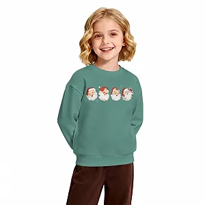 Детский рождественский свитшот для мальчиков и девочек Рождественский джемпер с принтом Санты Праздничная одежда Зимняя детская одежда Хлопковый пуловер с круглым вырезом и длинными рукавами - Фото 1