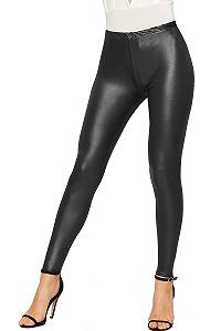 Леггинсы WearAll Женские Jeggings с эластичной вставкой на высокой талии, ПВХ, эффект мокрой кожи - 36-42 - Фото 1