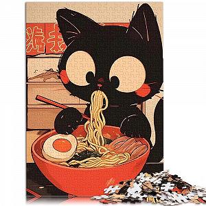 Пазл Tokyo Noodle Черный кот ест рамен 1000 элементов 38 x 26 см synthetic.ua - Фото 1
