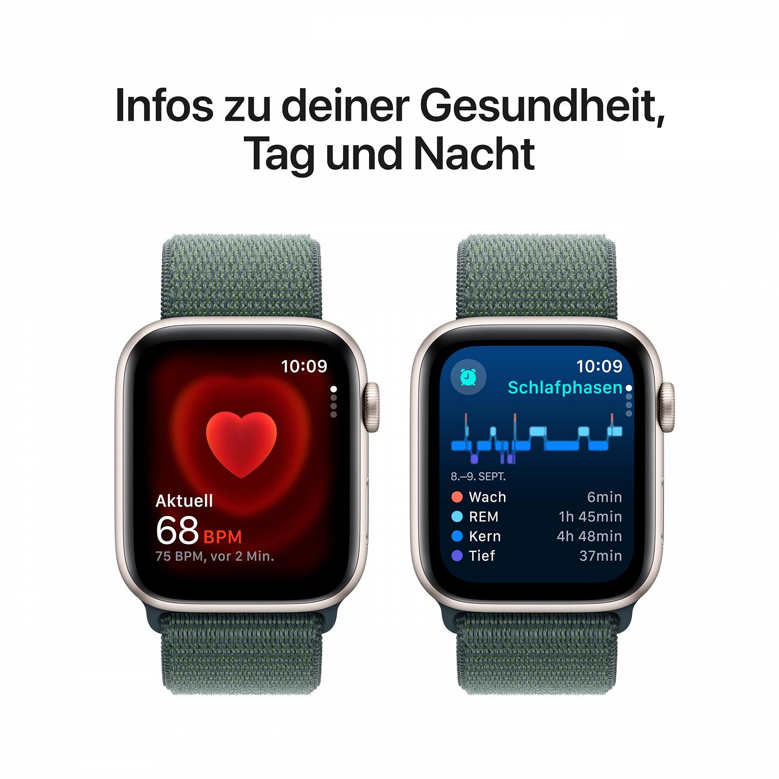 Смарт-годинник Apple Watch SE (2nd Generation) GPS 44mm Алюмінієвий корпус Полярна зірка та спортивний ремінець Морська хвиля, фото №5