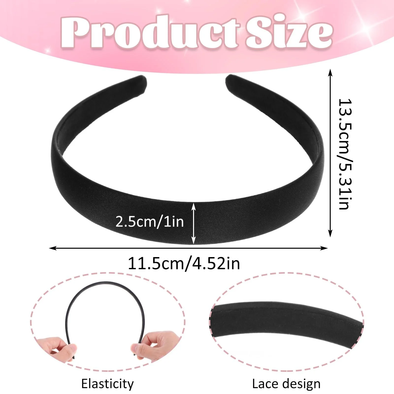 Набір обручів 2 шт. Однотонний атласний, фото №3