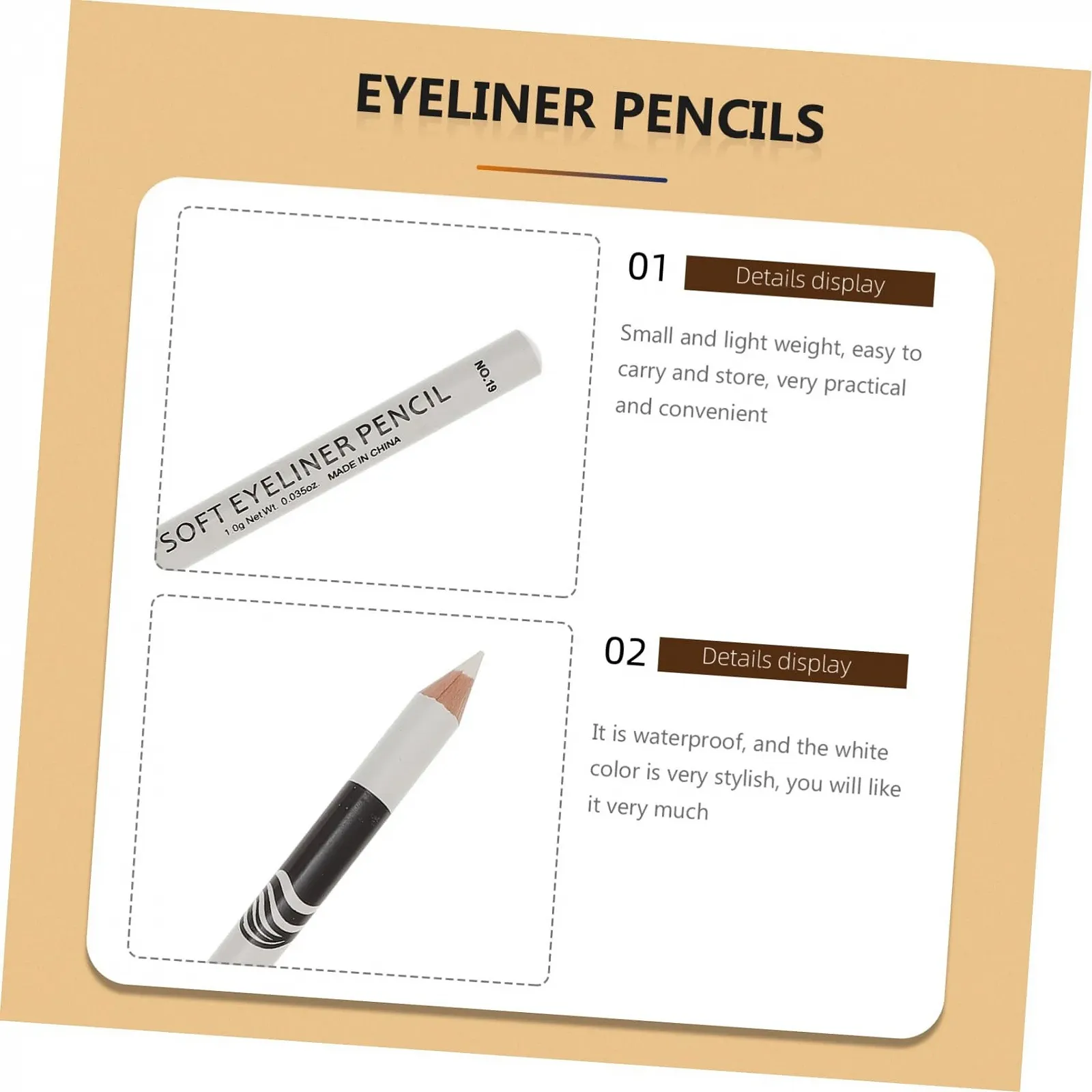 Карандаш для глаз SKISUNO 12St, белый, фото №4 Карандаш для глаз SKISUNO 12St, белый, фото №4