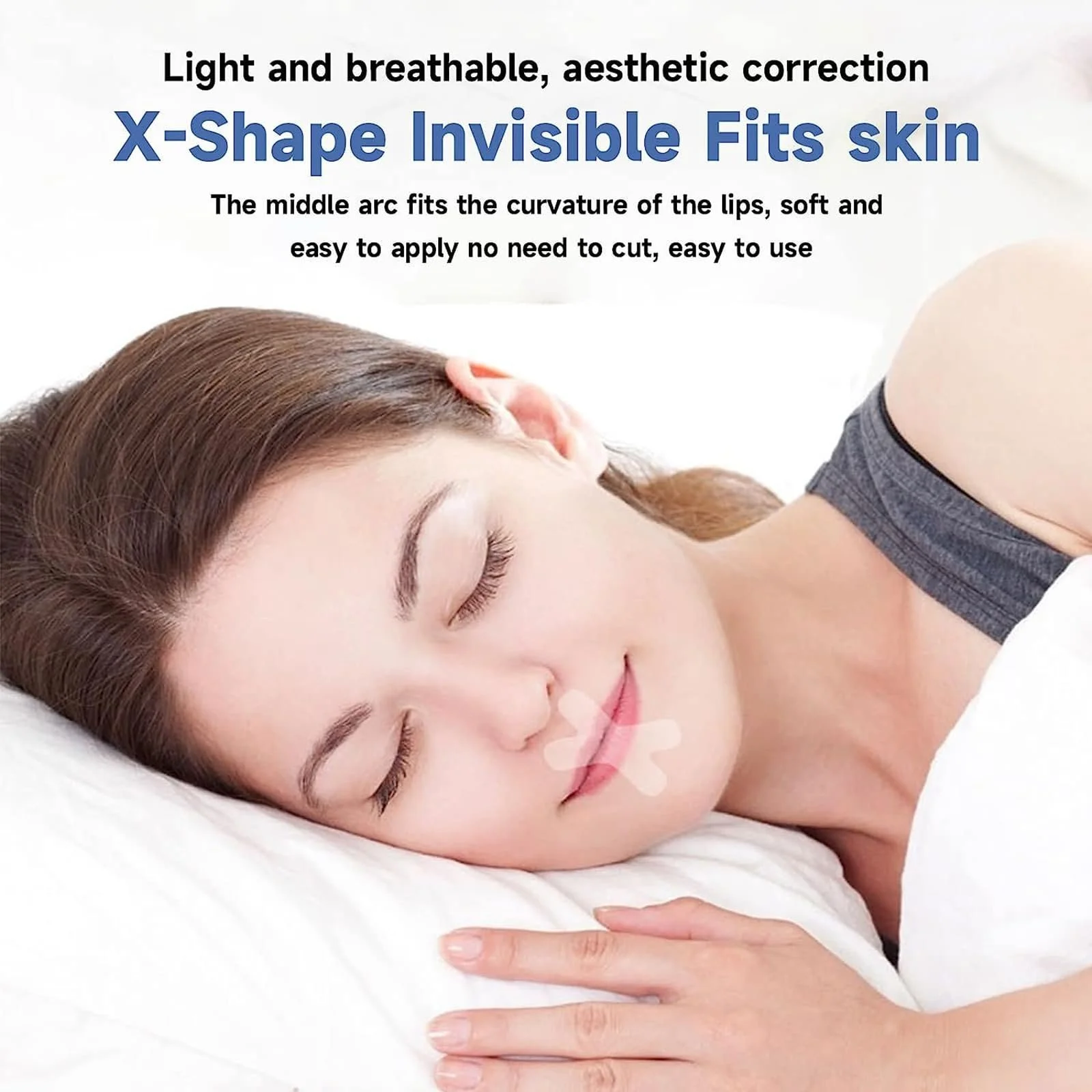 Пластирі для рота для спокійного сну H-подібної форми Breathable Mouth Tape, 60 штук (40 x 47 мм), фото №2