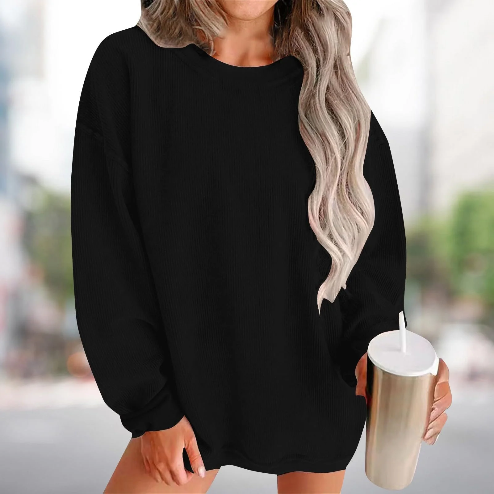 Женский Свитшот Большого Размера Свободный Длинный Рукав Модный Принтованный Осенне-Зимний Мягкая Ткань Удобный Тканевый Свитшот с Воротником для Женщин, фото №2