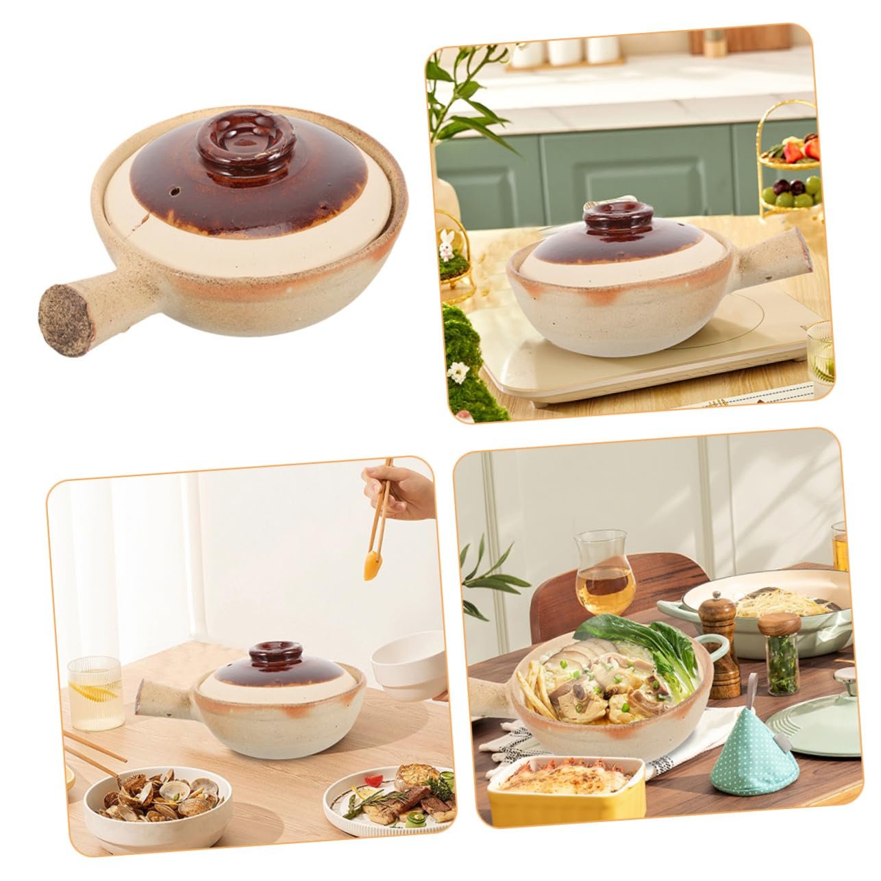 Кастрюля VALICLUD керамическая с крышкой для супа и тушения, фото №4