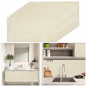 Наклейки на плитку Warmiehomy Marble вінілові самоклеючі 60 х 30 см 10 шт. Бежево-білий - Фото 1