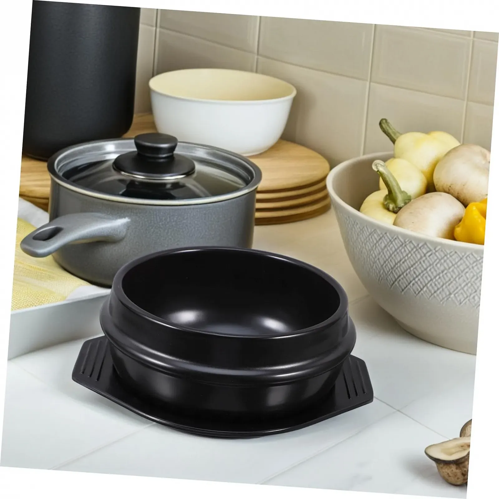 Горшок для запекания Alipis керамический с подставкой термостойкий набор 2 шт., фото №5