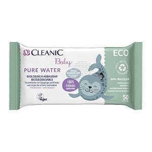 Серветки вологі Cleanic Baby Eco Pure Water для дітей, 99% вода, з алантоїном, без запаху, 50 штук - Фото 1