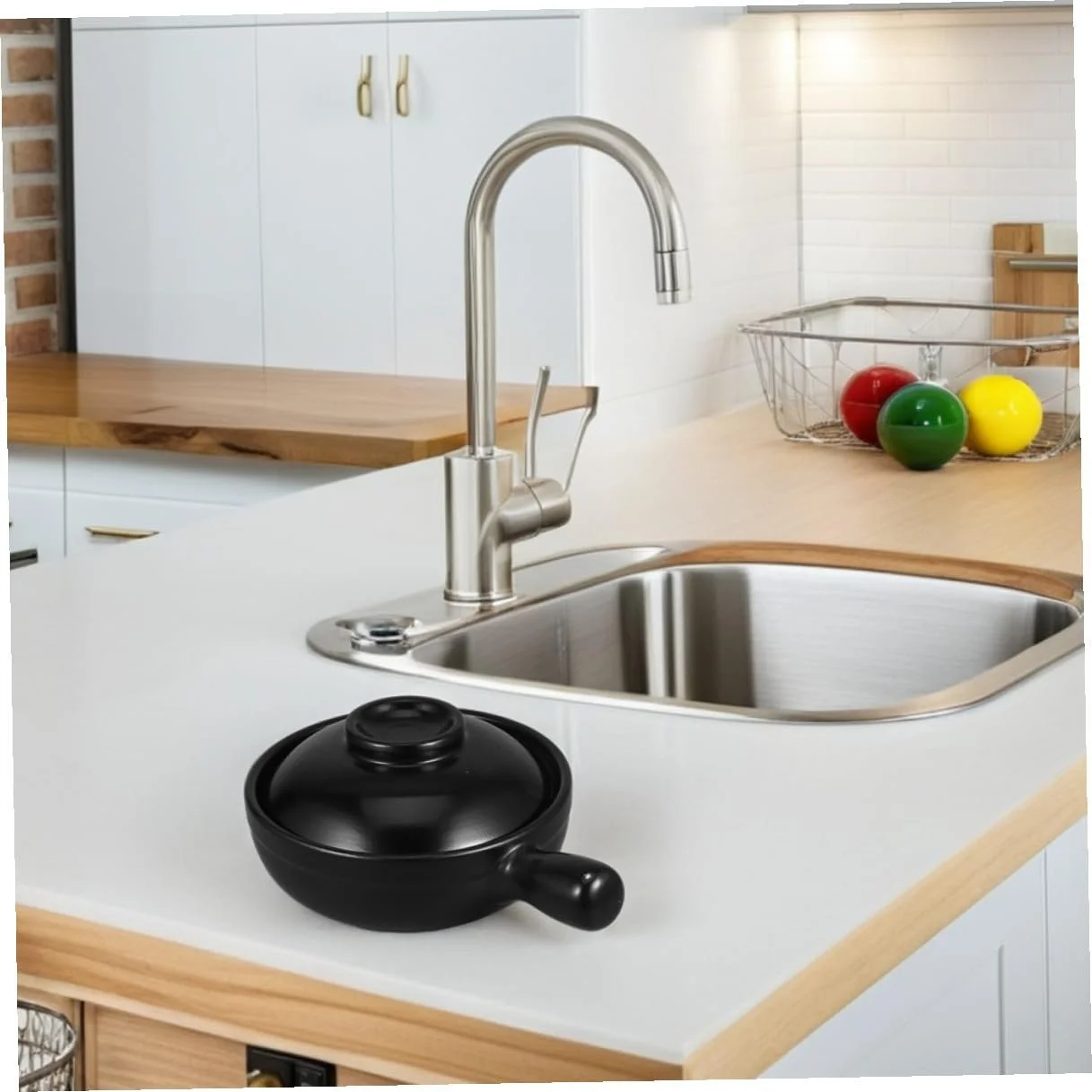 Керамическая кастрюля для запекания японская с крышкой термостойкая натуральная глина, фото №4