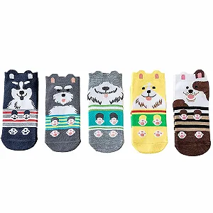 Шкарпетки з малюнком собаки, 5 пар, Різнокольорові - Фото 1