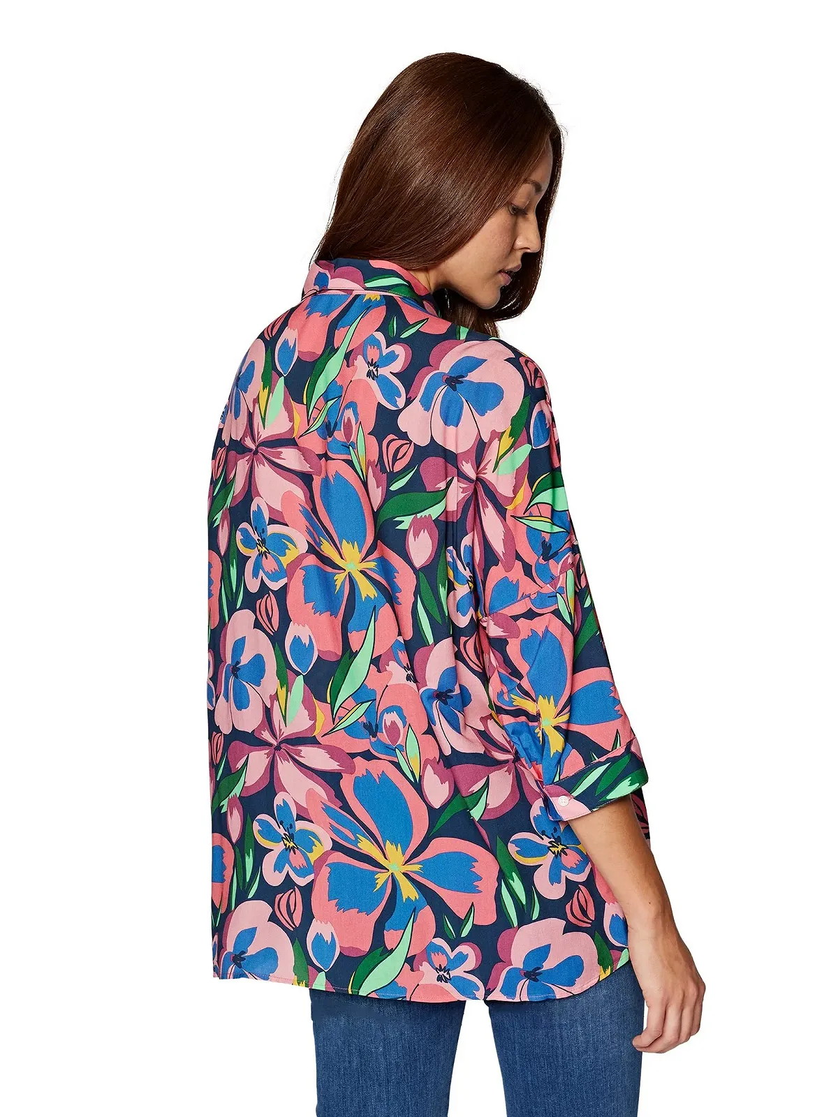 Рубашка с длинным рукавом Navy Big Flower Rose Violet Print, фото №3