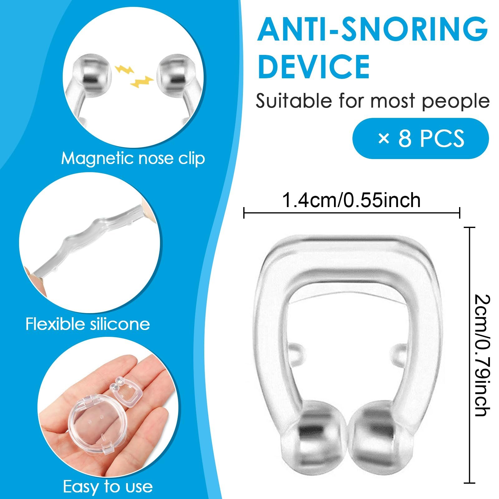 Кліпси проти хропіння Магнітні & Силіконовий роздільник для носа 16 штук, фото №3