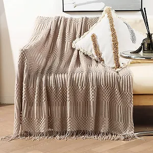 В'язаний Плед LumiSyne Однотонний Пухирчастий Візерунок - Фото 1