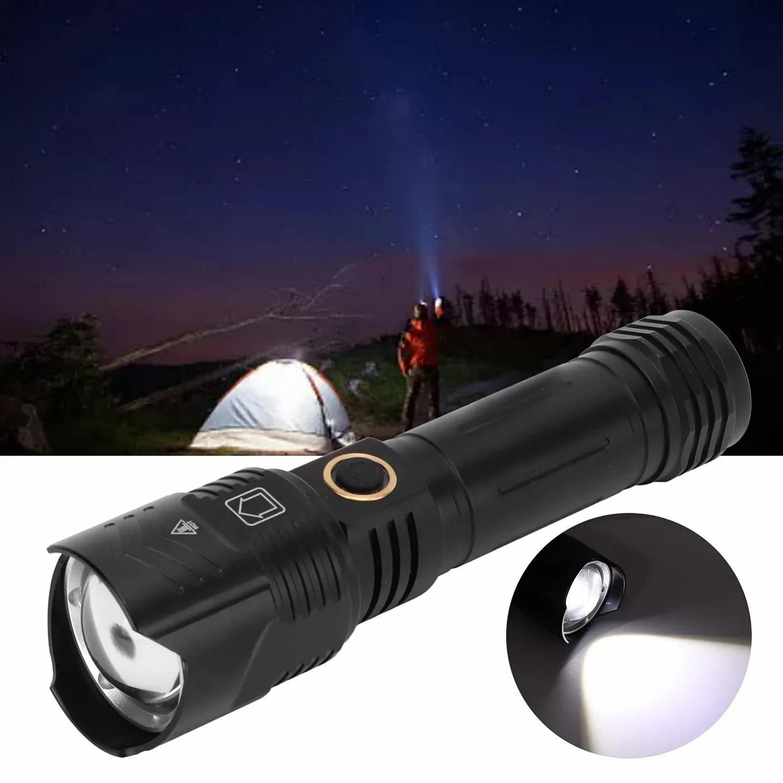 Кемпинговый фонарь Pilipane XHP160 Сверхяркий перезаряжаемый USB LED фонарик с регулируемым светом, фокусировкой IPX4, из мягкого алюминиевого сплава для походов, кемпинга и активного отдыха, фото №9