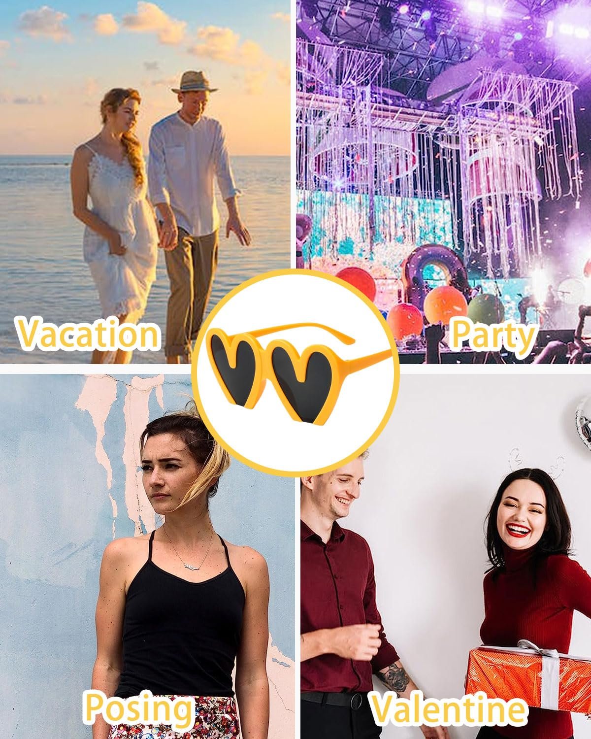 Сонцезахисні Окуляри Серцеподібні Жовтий з Помаранчевим Краєм, фото №6