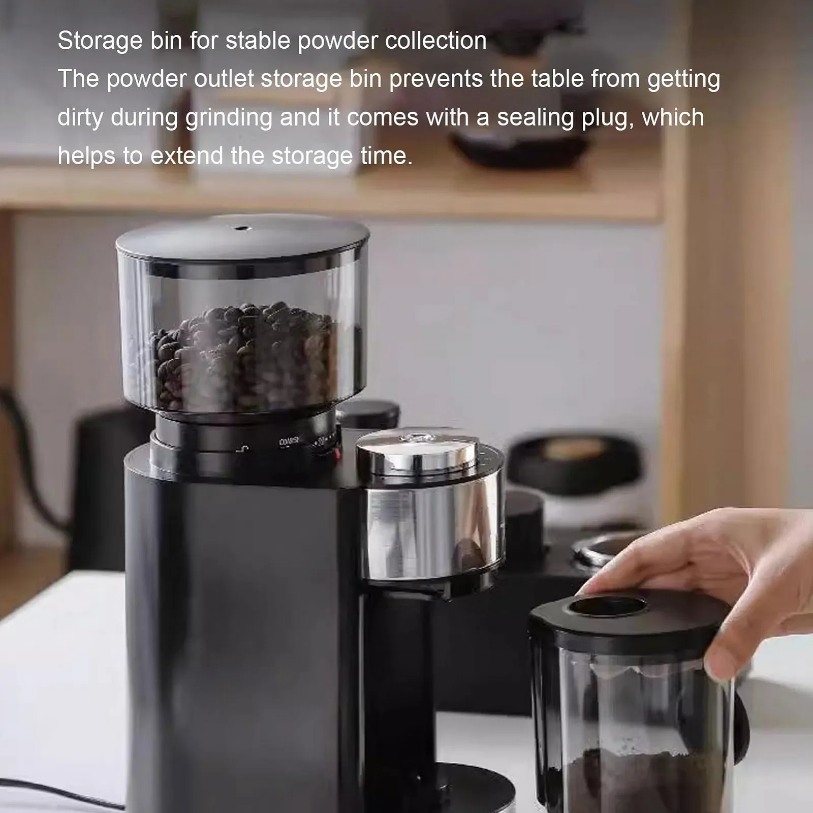 Электрическая кофемолка 150 Вт, 25 настроек помола, автоматическая, для эспрессо, до 12 чашек кофе за один раз (EU Plug 220 V), фото №2