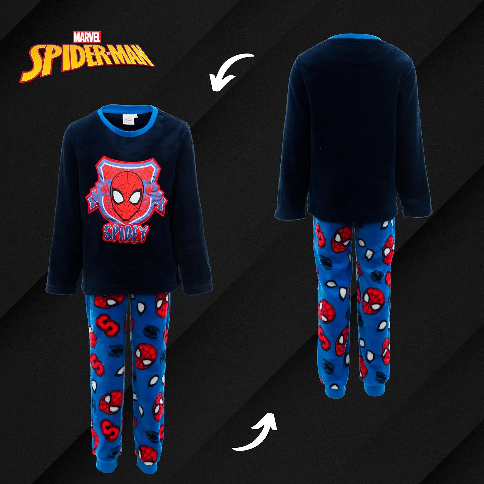 Піжама Marvel Spiderman для хлопчиків, футболка та довгі штани, 2 предмети, флісова, фото №9