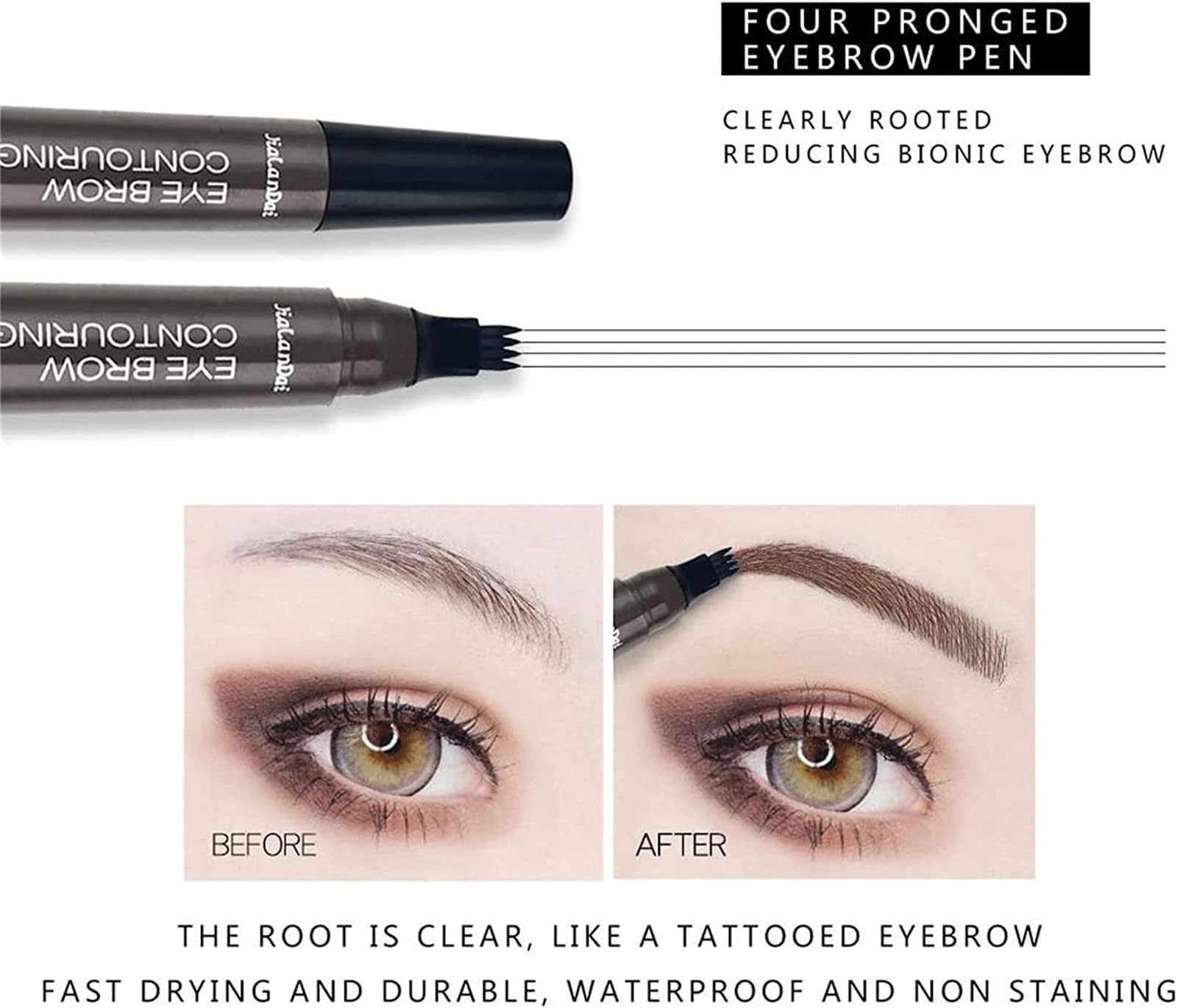 Олівець для брів Roteral 4 Tip Microblade Eyebrow Pen Водостійкий Кавовий, фото №3