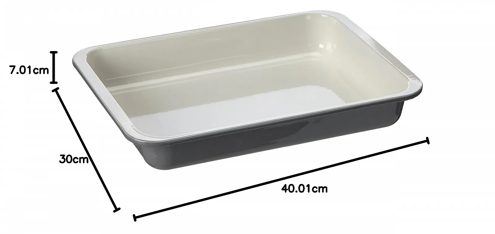 Форма для гриля та духовки Zenker Special Cooking емальована прямокутна 40 x 5,5 x 29 см кремовий/сірий, фото №2