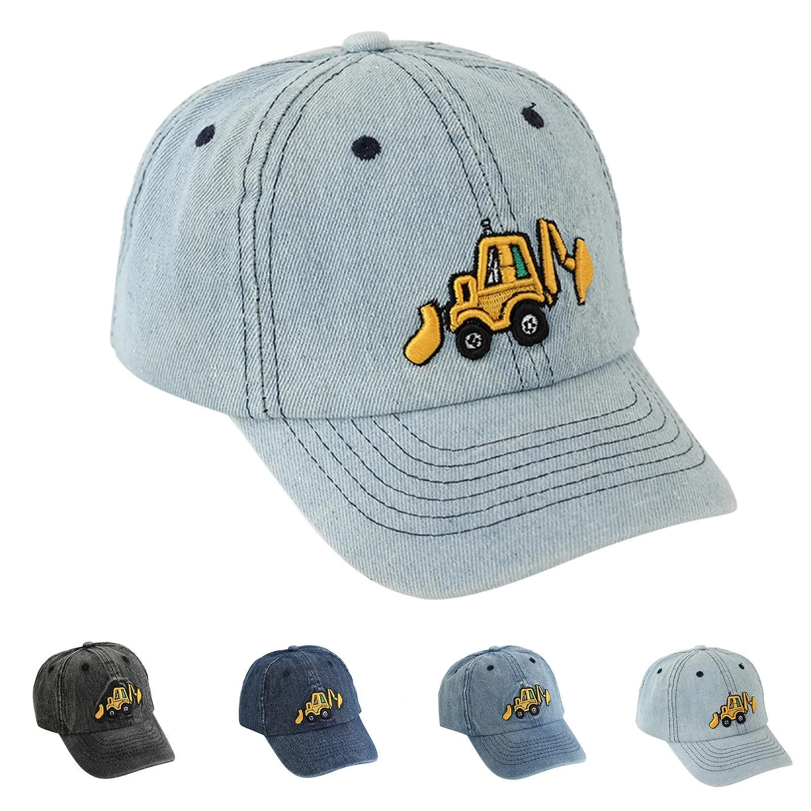 Бейсболка летняя детская с вышивкой трактора регулируемая солнцезащитная, фото №2