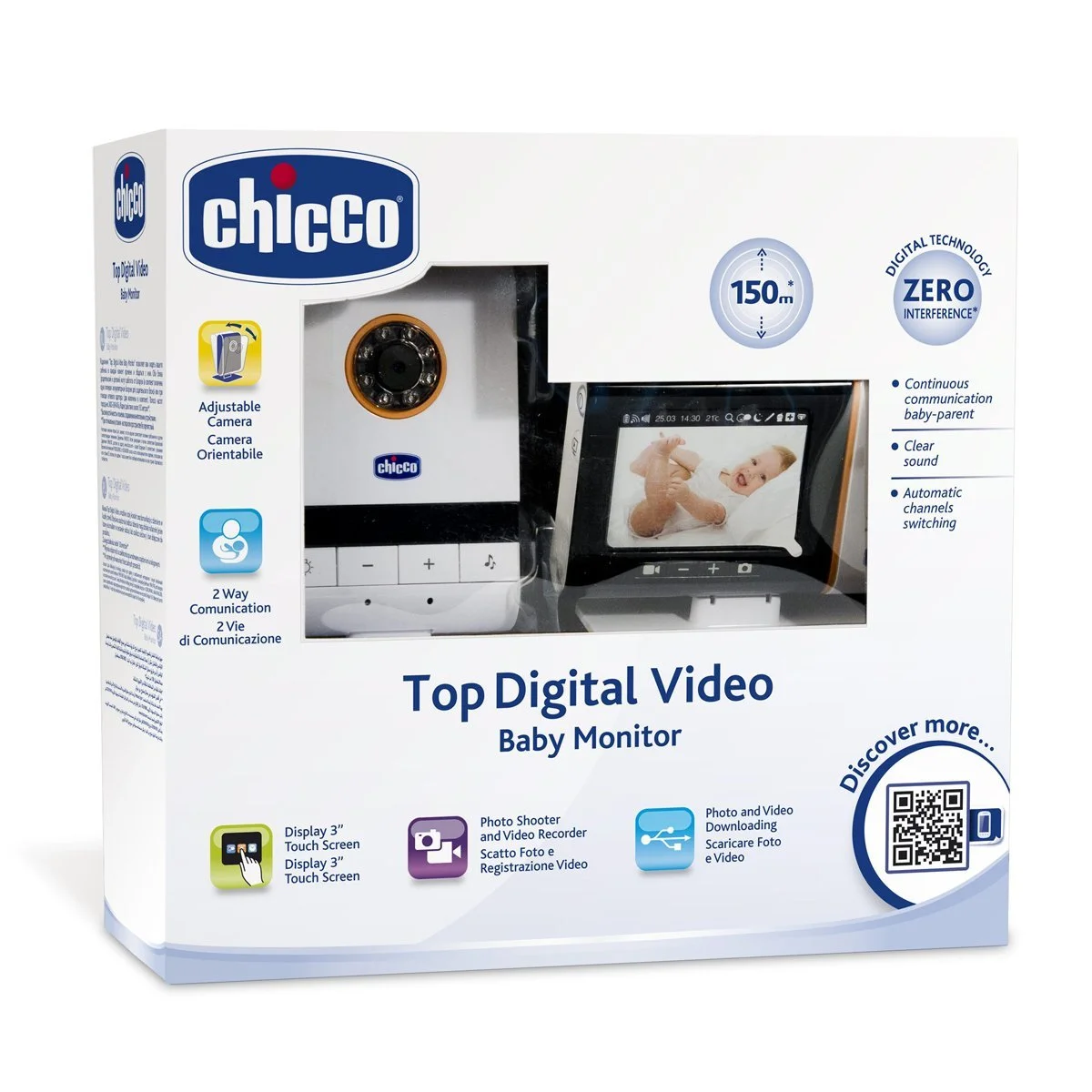 Відеоняня Chicco Baby Control Video Digital Top USB 3" LCD Touch Screen, фото №3 Відеоняня Chicco Baby Control Video Digital Top USB 3" LCD Touch Screen, фото №3