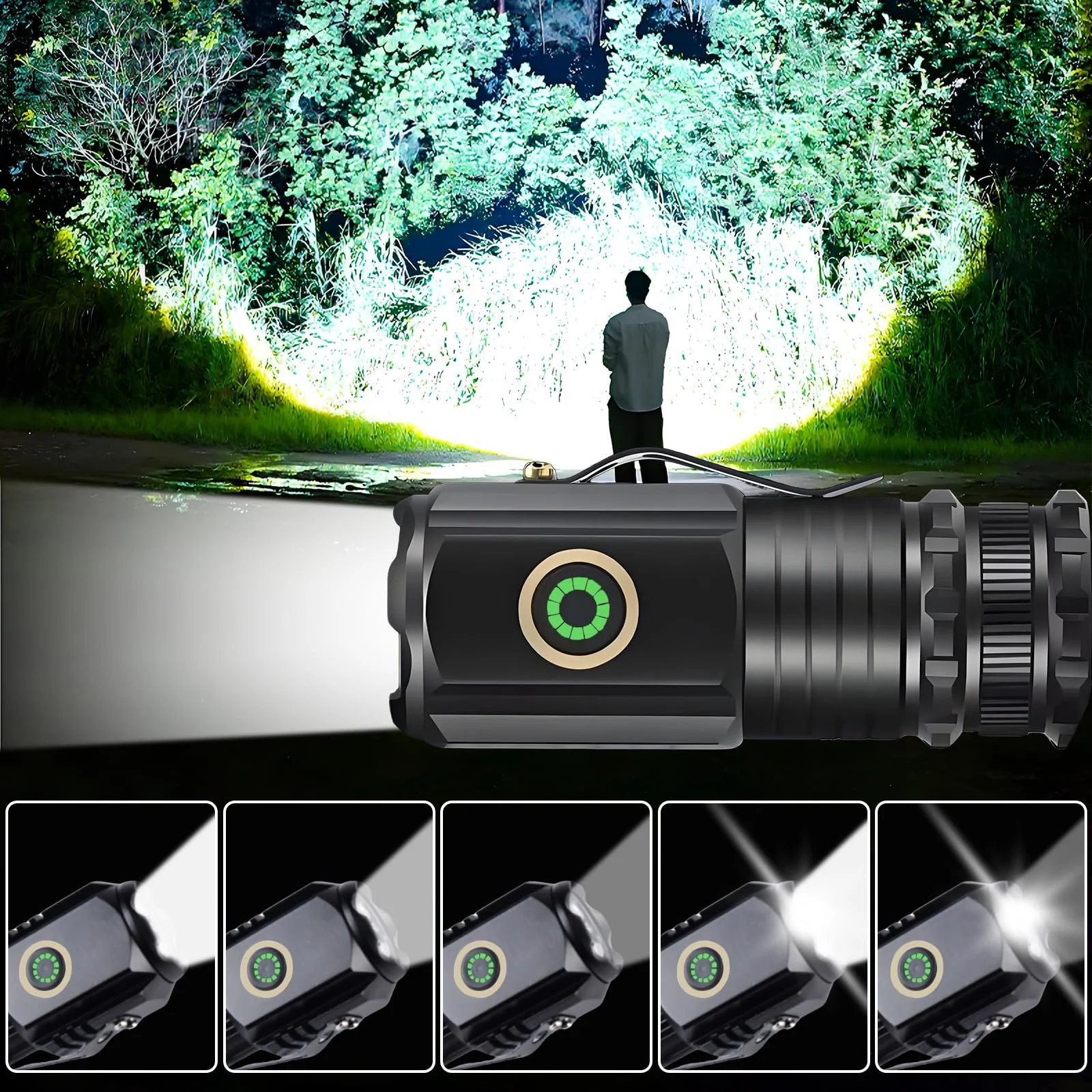 LED ліхтарик Mini надзвичайно яскравий 5000 люмен, акумуляторний, 5 режимів освітлення, маленький з магнітами і тривалим часом роботи, 3 x потужні лампові намистини, IPX6 водонепроникний, фото №3