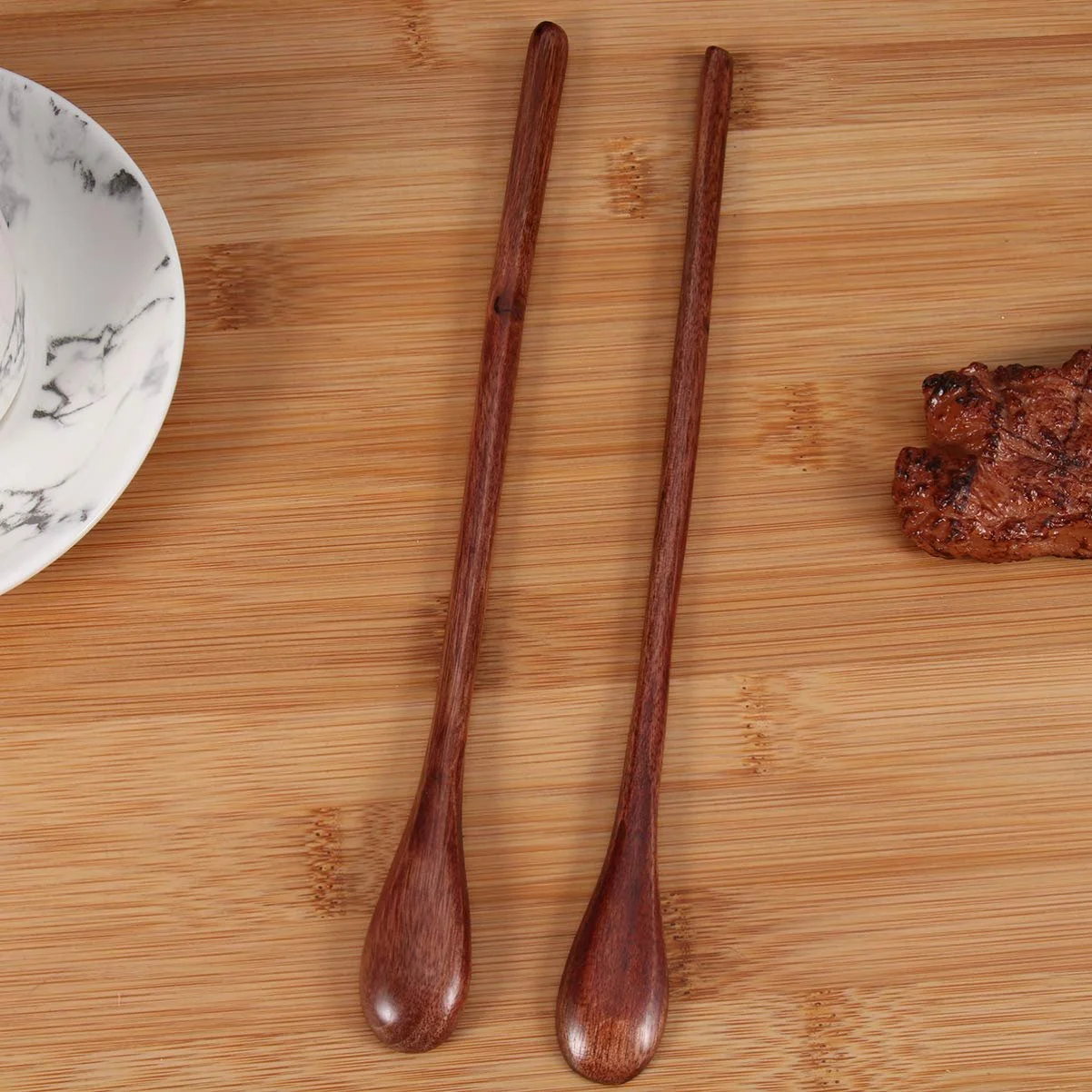 Ложка Деревянная BESTonZON с длинной ручкой для кофе, напитков и чая, 2 шт, фото №4