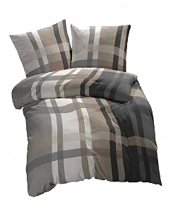 Постільна білизна etérea Urban Check мікрофібра 140x200 см набір із 2 предметів з наволочкою 70x90 см коричнева - Фото 1