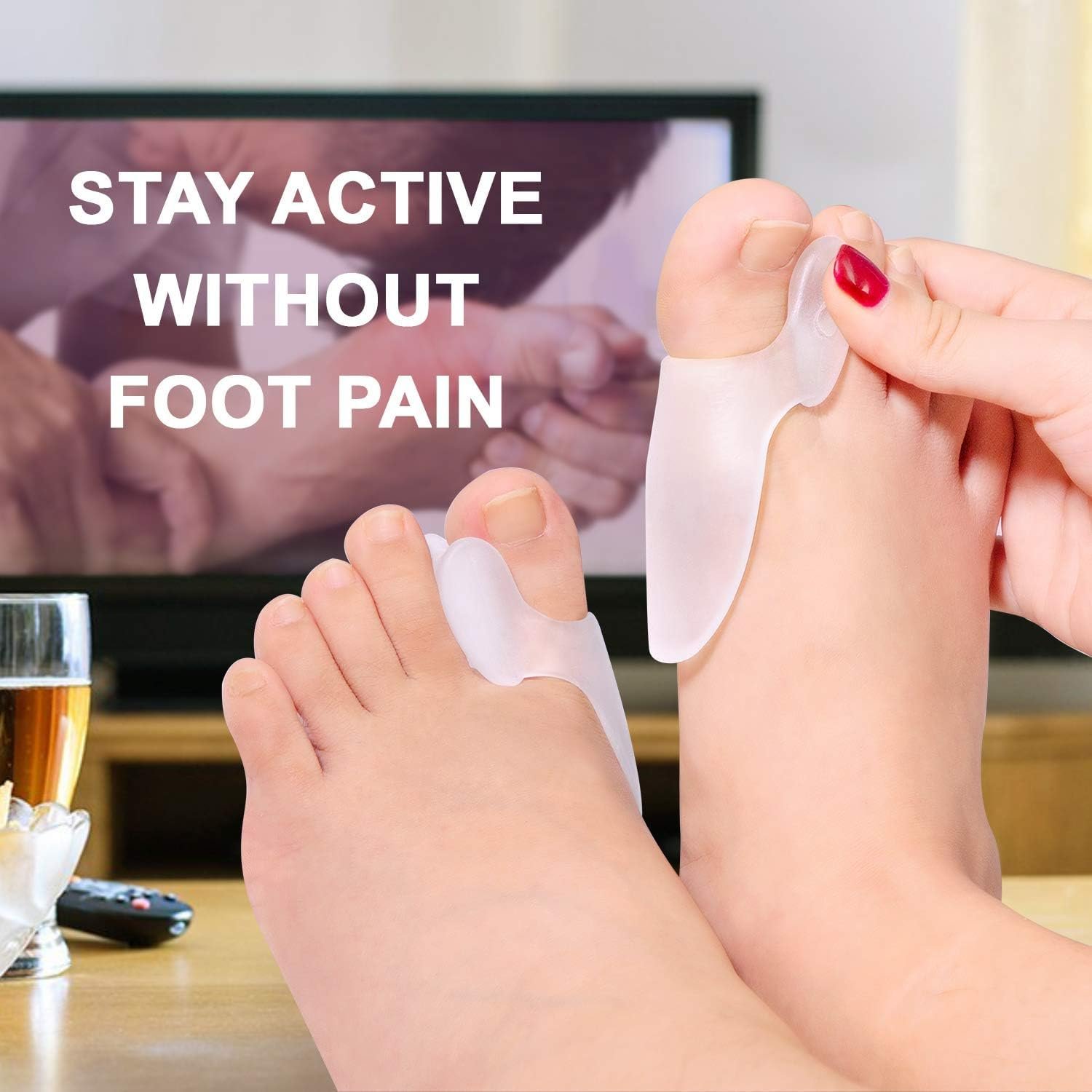 Разделитель для пальцев ног Promifun Hallux, 10 шт. Корректирующие накладки для большого пальца стопы с разделителем, гелевый щиток для облегчения боли в стопе, мозолей, натоптышей, фото №5