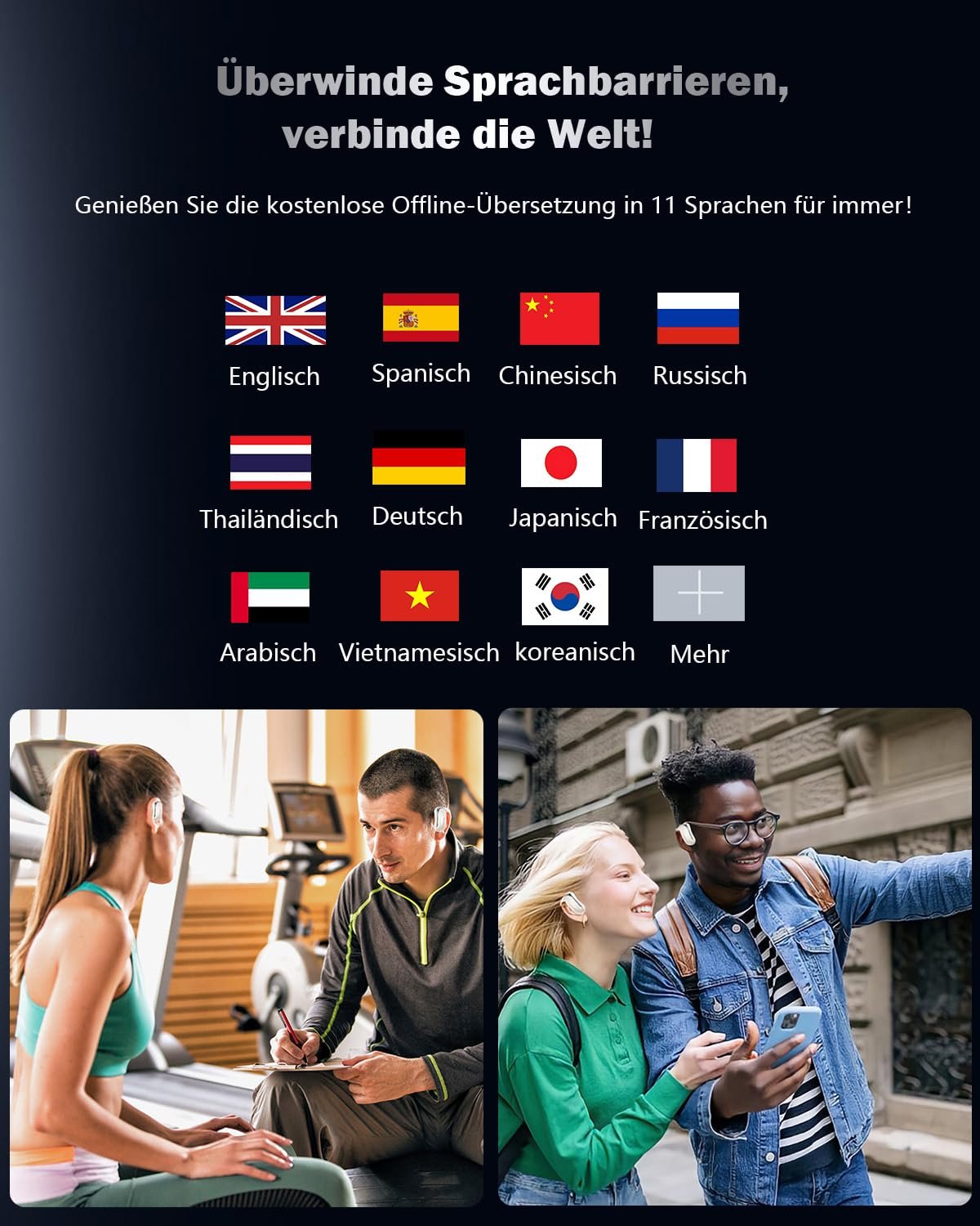 Навушники-перекладачі Ai, для перекладу без Інтернету, 144 мови онлайн і 11 мов офлайн, фото №5