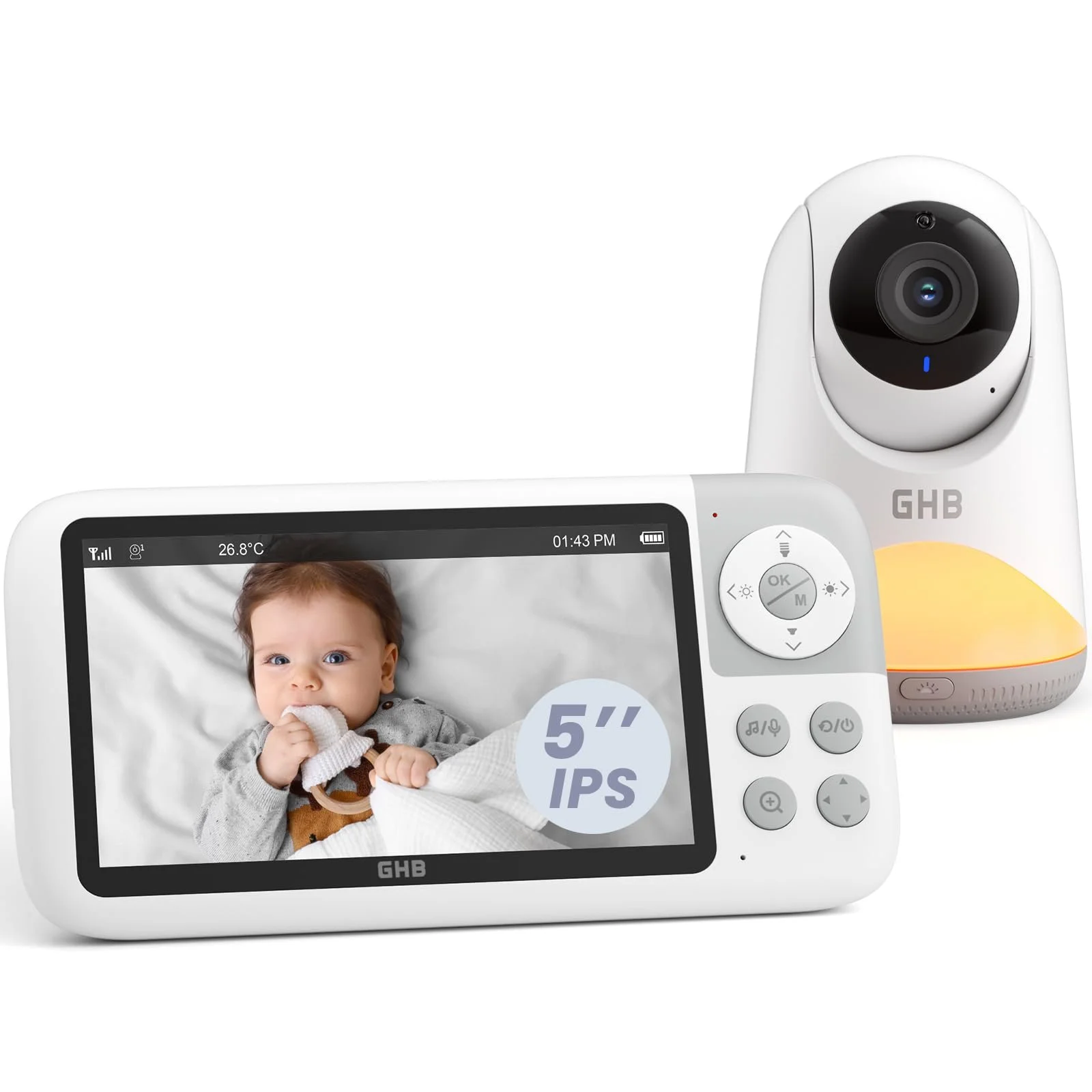 Відеоняня GHB 5 дюймів HD IPS 720P 3050mAh VOX 3X Zoom, фото №1