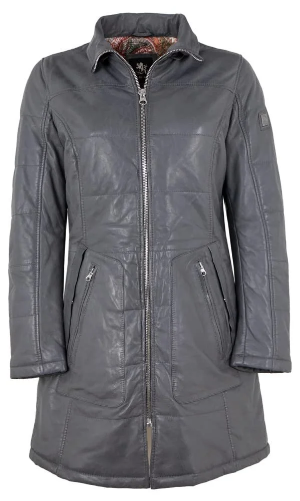 Шкіряне пальто OTTO KERN з натуральної шкіри, стьобане, з овечої шкіри наппа, сіре, фото №3 Шкіряне пальто OTTO KERN з натуральної шкіри, стьобане, з овечої шкіри наппа, сіре, фото №3