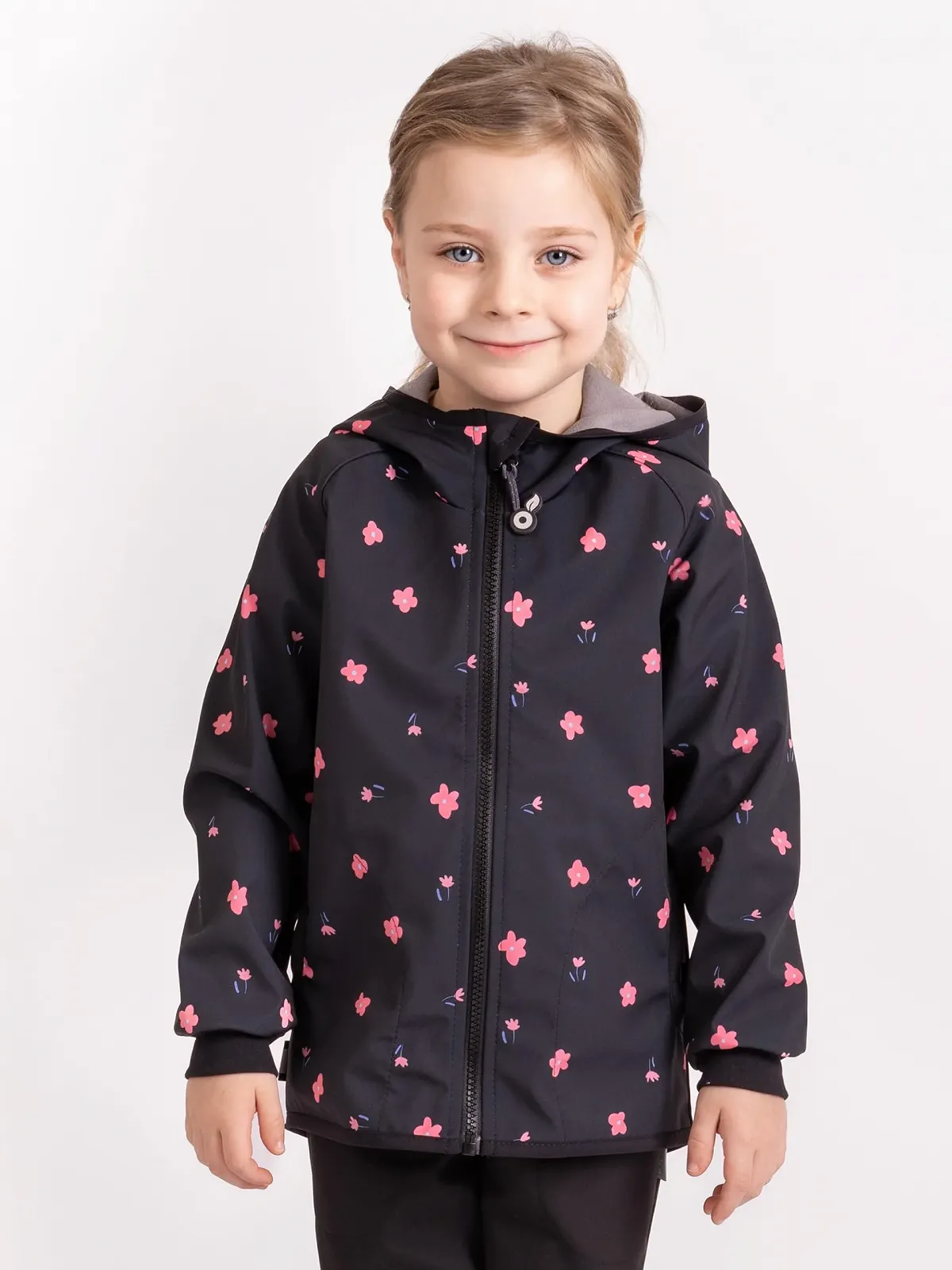 Детская куртка софтшелл Unuo Basic Fleece Цветы черный, фото №2