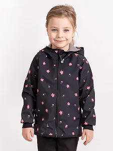 Софтшел куртка Unuo Квіти на чорному фоні synthetic.ua - Фото 1