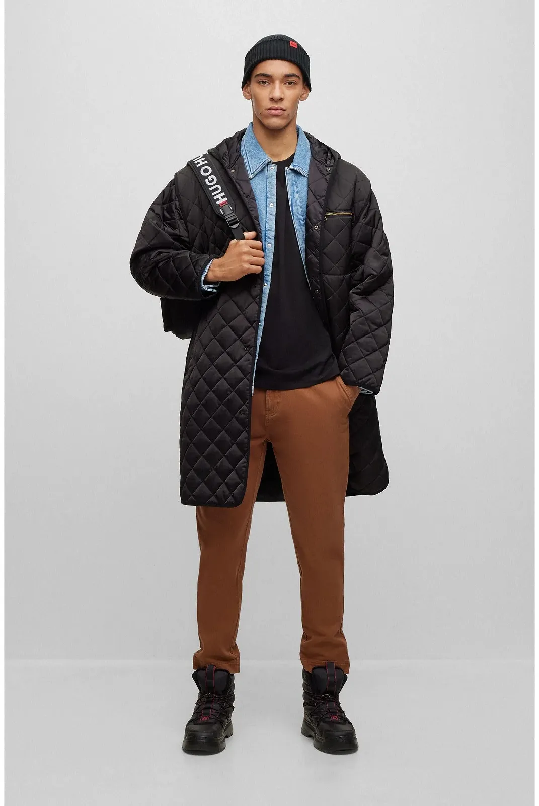 Мужские зимние ботинки HUGO Urian Half Padded с логотипом и узорными шнурками, фото №3