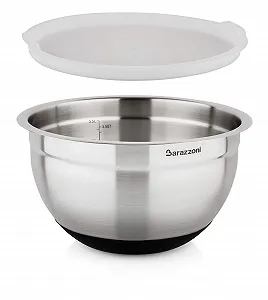 Купить Миска Barazzoni из нержавеющей стали 18/10 24 х 14,5 см с силиконовой крышкой и основанием - Фото 1 Миска Barazzoni из нержавеющей стали 18/10 24 х 14,5 см с силиконовой крышкой и основанием - Фото 1
