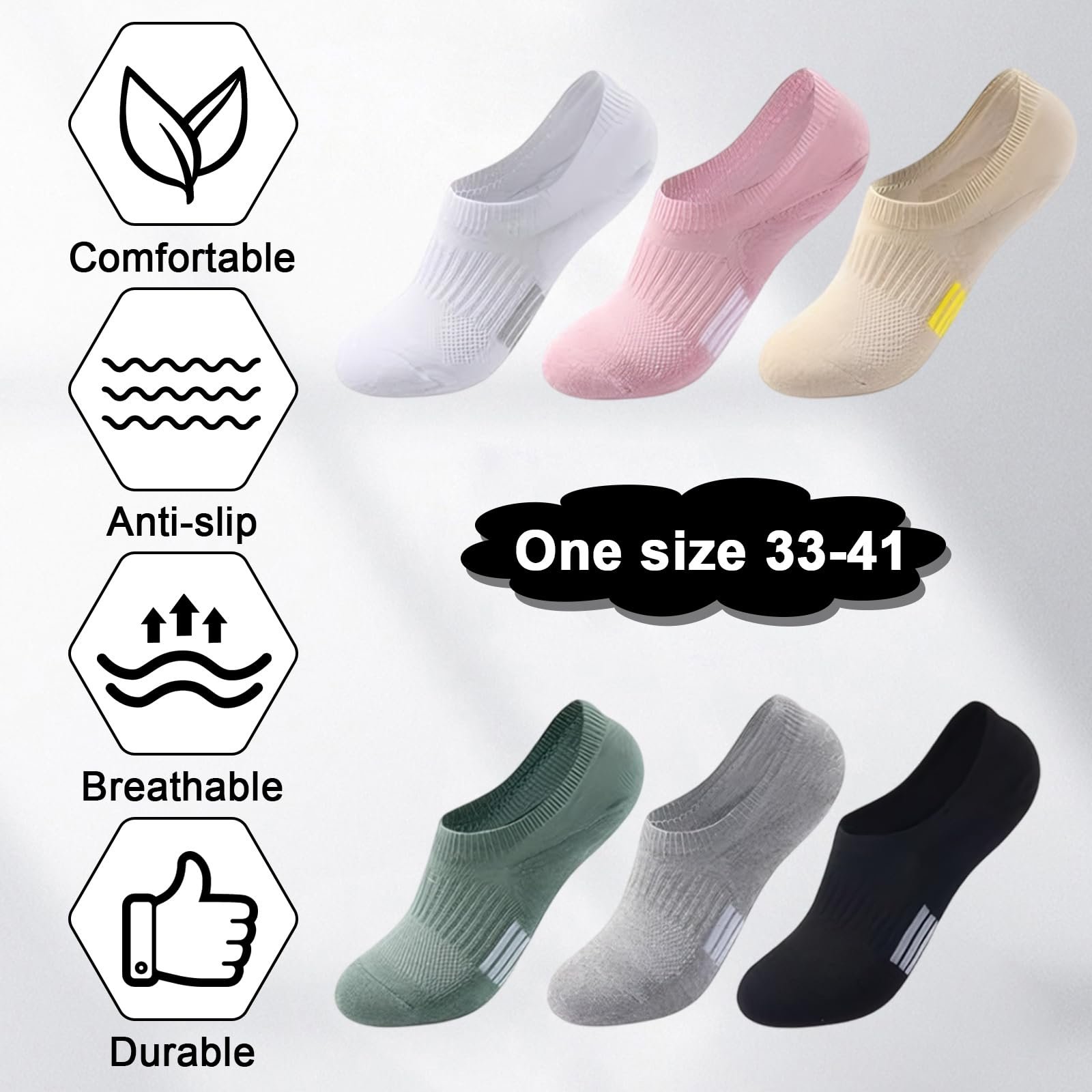 Носки спортивные, 6 пар, Черный, L (33-41), фото №2